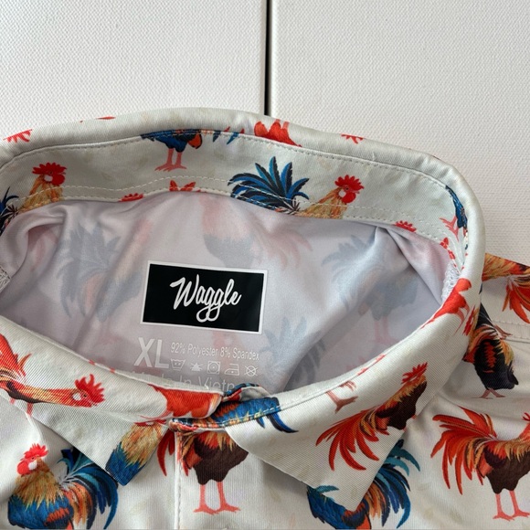 Waggle Golf Polo Feelin Cocky Rooster Performance Shirt Men’s Size XL - Picture 7 of 15